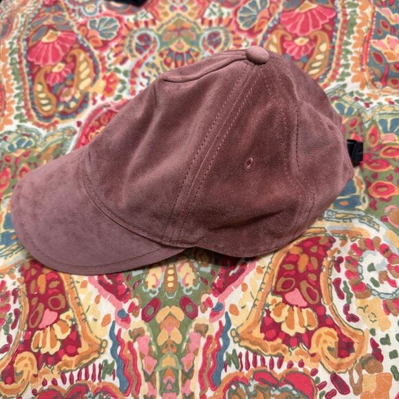 Rag & Bone Mauve Suede Leather "Marilyn" Adjustable Baseball Cap - Picture 3 of 7